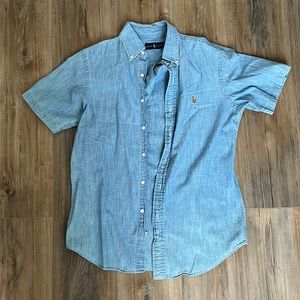 Mens polo button up jean shirt